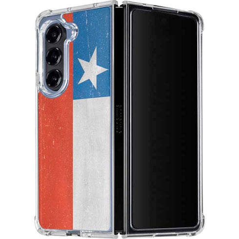 Chile Flag Distressed Galaxy Z Fold5 5G Clear Case